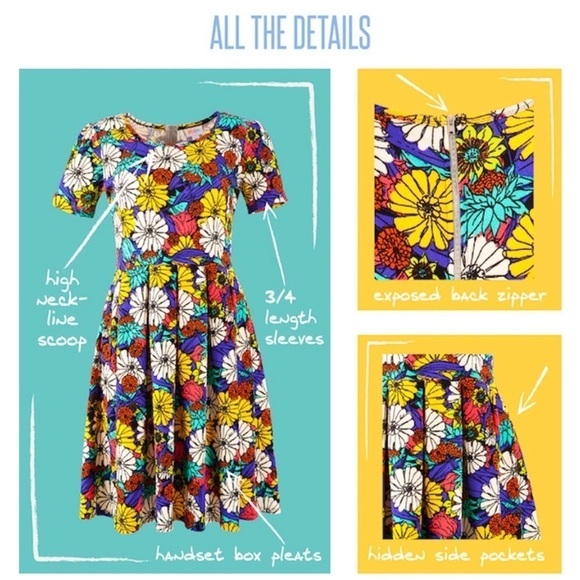 LuLaRoe Amelia Short Sleeve Dress with pockets women’s size large - Picture 12 of 13